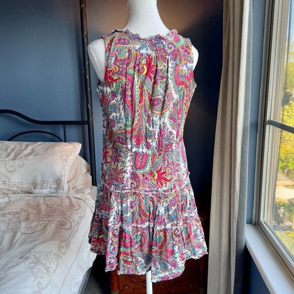 Multicolour Paisley Summer Mini Dress 100% Cotton - Picture 6 of 9